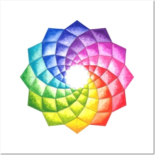 Rainbow color wheel geometric pattern Posters and Art